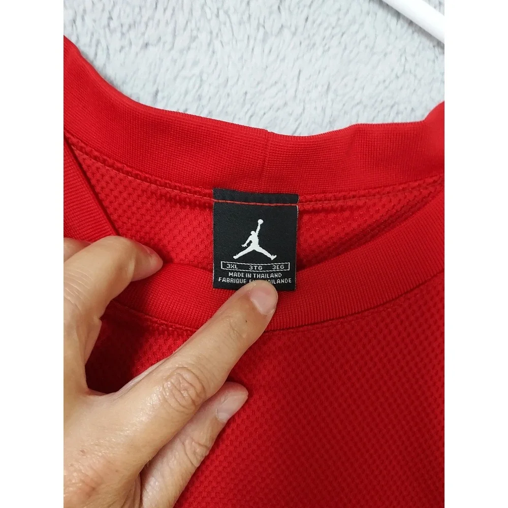 Vintage Jordan Shirt Men 3XL Jumpman Activewear Mesh Jersey Red Black Basketball